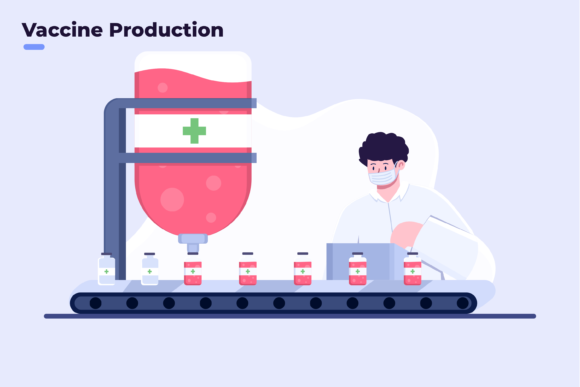 Covid-19 Vaccine Production Vector Graphics