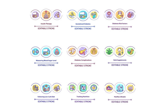 Diabetes Complications Concept Icon Graphics and Icons