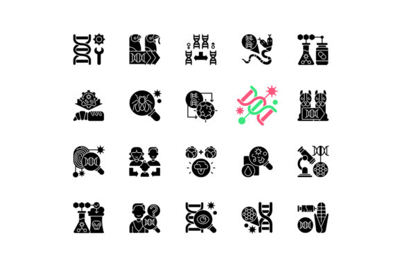 Genetic Engineering Black Glyph Icons