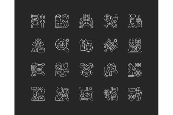 Genetic Engineering Chalk White Icons