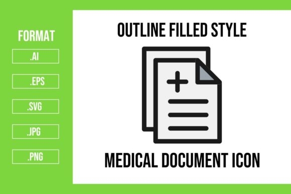 Medical Document Outline Filled Icon Graphics