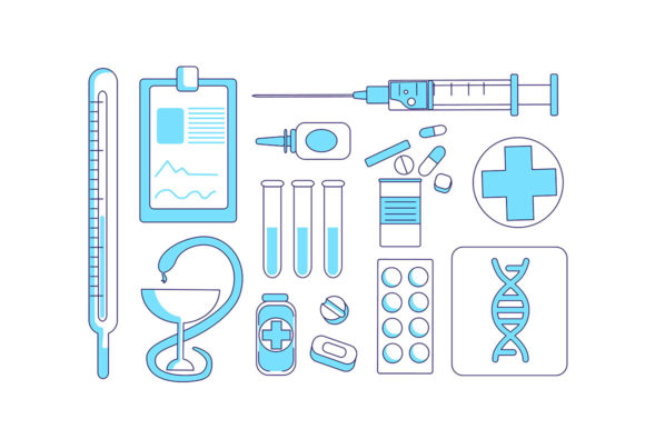 Medicine Items Turquoise Linear Objects Graphics