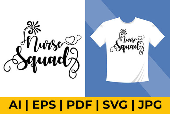 Nurse Squad Christmas Lettering T-Shirt Graphics Freebies