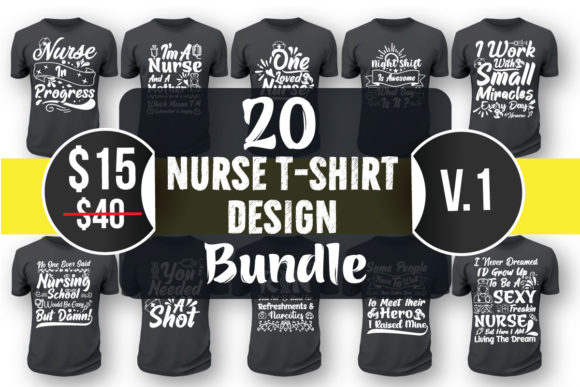 Nurse T-Shirt Design Bundle V1