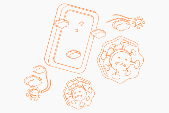 Outline Bar Soap Against Coronavirus Graphics